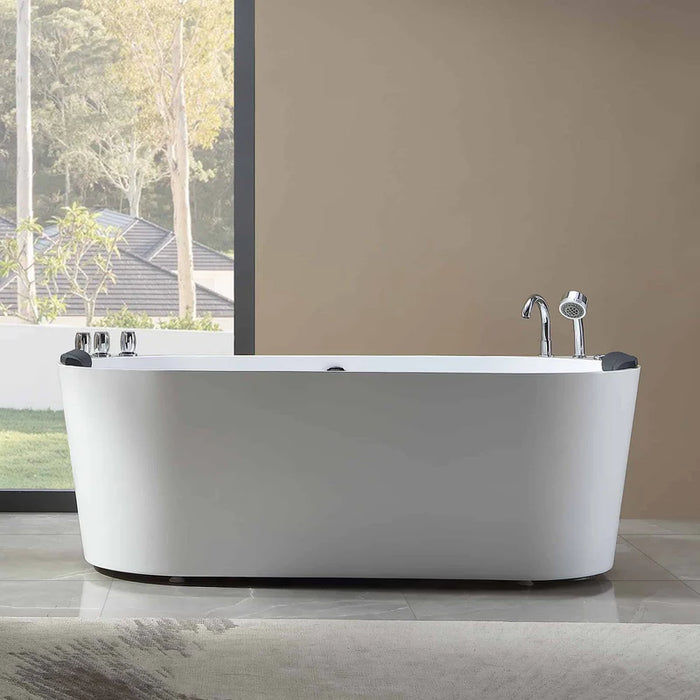 Empava 59" Freestanding Hydro Massage Whirlpool Bathtub with Center Drain | EMPV-59AIS06
