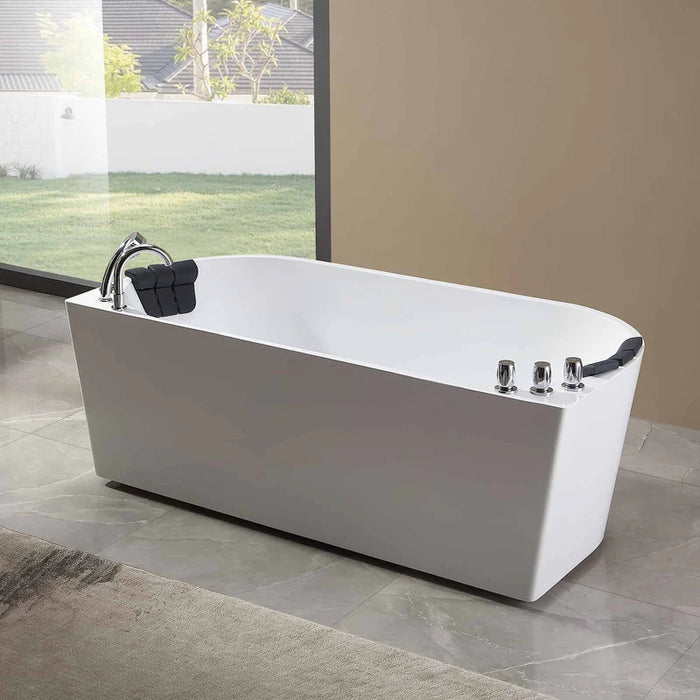 Empava 59" Freestanding Hydro Massage Whirlpool Bathtub with Center Drain | EMPV-59AIS06