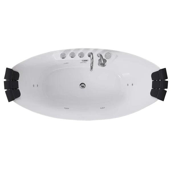 Empava 67" Freestanding Boat-shaped Whirlpool Bathtub with Center Drain | EMPV-67AIS10