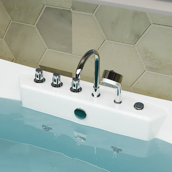 Empava 67" Freestanding Boat-shaped Whirlpool Bathtub with Center Drain | EMPV-67AIS10